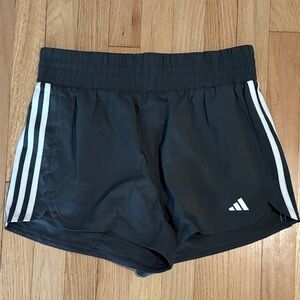 Dart Gray Adidas Athletic Shorts with White Stripes